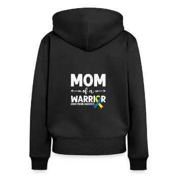 Mom Of A Warrior, Schleife Downsyndrom - Frauen Premium Bio Zip Hoodie - Schwarz - Hinten - Julia (174cm)