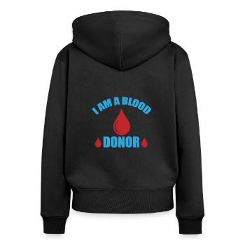 Don de sang Dons de sang Donneurs de sang - Sweat à capuche zippé Premium bio Femme - noir - Dos - Julia (174cm)