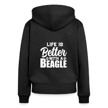 Beagle Dog Happy Dog Owner Vintage Dogs - Women's Premium Organic Zip Hoodie - black - Back - Julia (174cm)