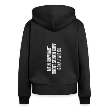 Hovawart Hund Dog Hundehalter - Frauen Premium Bio Zip Hoodie - Schwarz - Hinten - Julia (174cm)