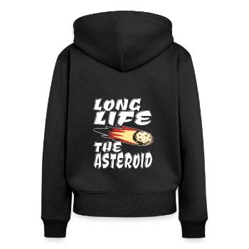 LONGUE DURÉE DE VIE DE L’ASTÉROÏDE - Sweat à capuche zippé Premium bio Femme - noir - Dos - Julia (174cm)