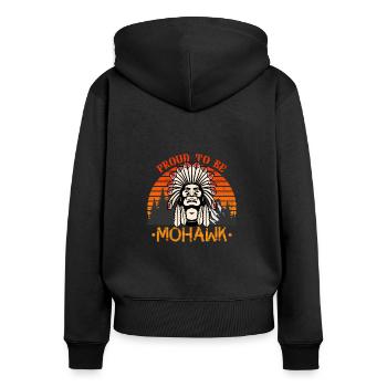 Proud To Be Mohawk Native American - Women's Premium Organic Zip Hoodie - black - Back - Julia (174cm)