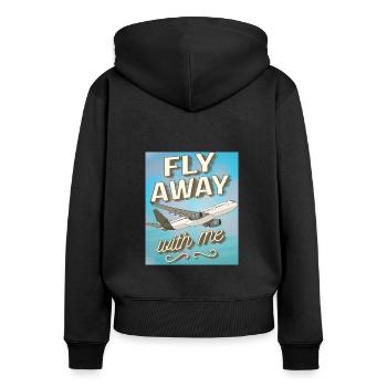 L’AVION S’ENVOLE AVEC MOI - Sweat à capuche zippé Premium bio Femme - noir - Dos - Julia (174cm)
