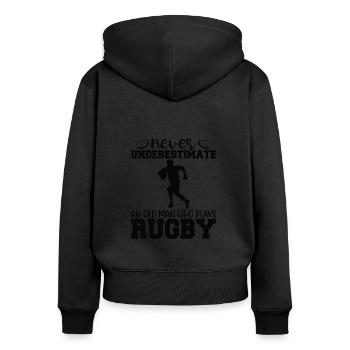 Rugby Player Rugbyball Team Game Club - Women's Premium Organic Zip Hoodie - black - Back - Julia (174cm)