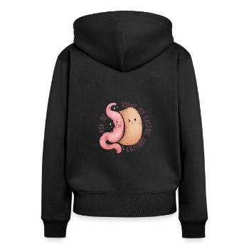 Gastrectomie à la manche Gastrectomie à la manche - Sweat à capuche zippé Premium bio Femme - noir - Dos - Julia (174cm)
