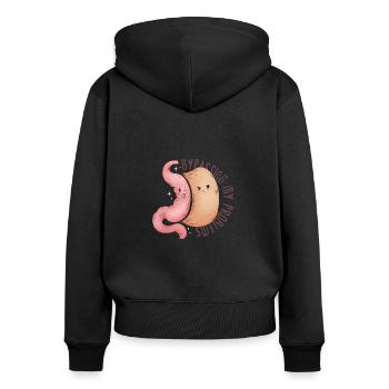 Gastrectomie à la manche Gastrectomie à la manche - Sweat à capuche zippé Premium bio Femme - noir - Dos - Julia (174cm)