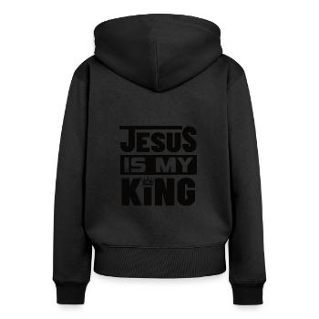 Christentum Jesus Religion Glaube Kreuz Gebet - Frauen Premium Bio Zip Hoodie - Schwarz - Hinten - Julia (174cm)
