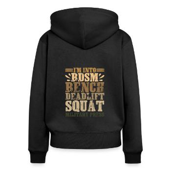 Im dans BDSM banc squat soulevé de terre presse militaire17 - Sweat à capuche zippé Premium bio Femme - noir - Dos - Julia (174cm)