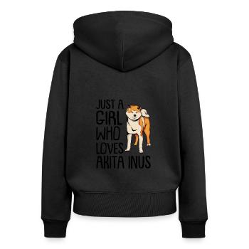 Akita Inu - Frauen Premium Bio Zip Hoodie - Schwarz - Hinten - Julia (174cm)