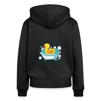 Rubber Duck Ducks Bird Hunt Duck lover Gift Idea - Women's Premium Organic Zip Hoodie - black - Back - Julia (174cm)