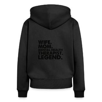 Maman Femme Psychothérapeute Profession Cadeau - Sweat à capuche zippé Premium bio Femme - noir - Dos - Julia (174cm)