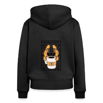 Hund Hundebesitzer Kaffee Tierfreund Geschenk - Frauen Premium Bio Zip Hoodie - Schwarz - Hinten - Julia (174cm)