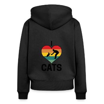 Real men love cats cat man cat father - Women's Premium Organic Zip Hoodie - black - Back - Julia (174cm)