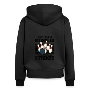 Drôle d’équipe de bowling Bowler Strike Gift Idea - Sweat à capuche zippé Premium bio Femme - noir - Dos - Julia (174cm)