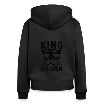 Chef Beanie Chef Cuisine Cinq Étoiles Or 5 - Sweat à capuche zippé Premium bio Femme - noir - Dos - Julia (174cm)