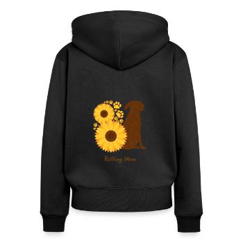 Sonnenblumenmutter - Bretagne - Frauen Premium Bio Zip Hoodie - Schwarz - Hinten - Julia (174cm)