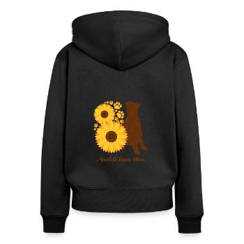 Sonnenblumenmutter - Airedale Terrier - Frauen Premium Bio Zip Hoodie - Schwarz - Hinten - Julia (174cm)