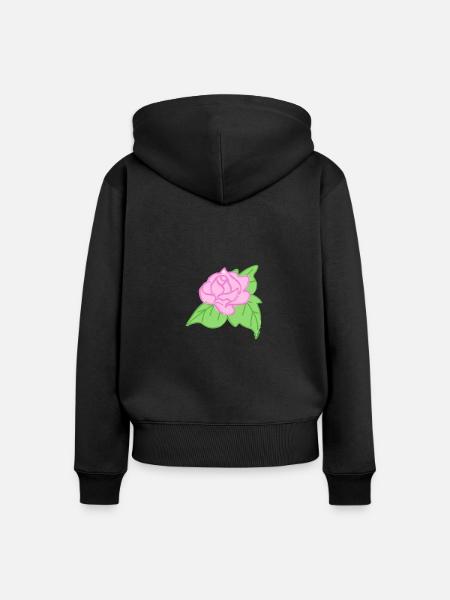 Rose Rote Rose Handgezeichnet - Frauen Premium Bio Zip Hoodie - Schwarz