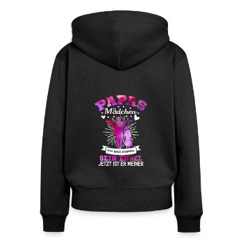 Papas Mädchen Ich War Einmal Sein Engel Jetzt Ist - Frauen Premium Bio Zip Hoodie - Schwarz - Hinten - Julia (174cm)