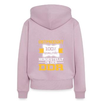 Ostprodukt Ostdeutscher Spruch DDR Ostdeutschland - Frauen Premium Bio Zip Hoodie - Altrosa - Hinten - Julia (174cm)