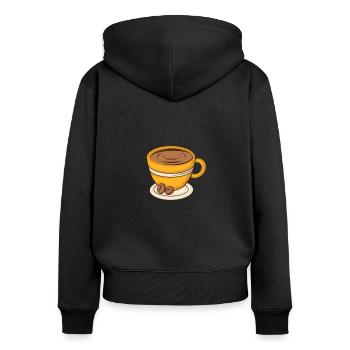 Coffee Cup Cappuccino - Women's Premium Organic Zip Hoodie - black - Back - Julia (174cm)