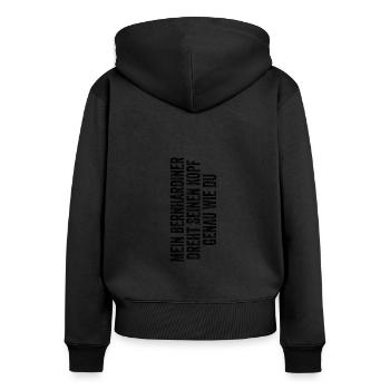 Bernhardiner - Frauen Premium Bio Zip Hoodie - Schwarz - Hinten - Julia (174cm)