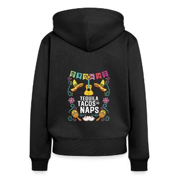 Tequila Tacos And Naps Alcoholic Tequila Drinker - Frauen Premium Bio Zip Hoodie - Schwarz - Hinten - Julia (174cm)