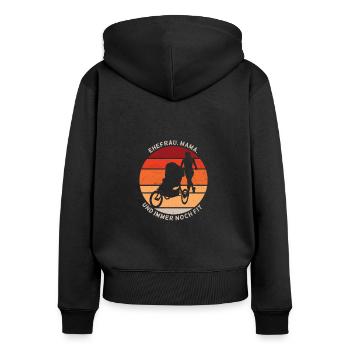 Ehefrau Mama Und Immer Noch Fit - Frauen Premium Bio Zip Hoodie - Schwarz - Hinten - Julia (174cm)