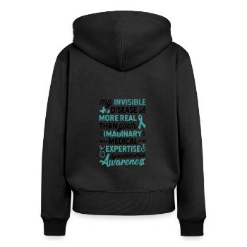 My Invisible Disease Dysautonomia Awareness - Women's Premium Organic Zip Hoodie - black - Back - Julia (174cm)