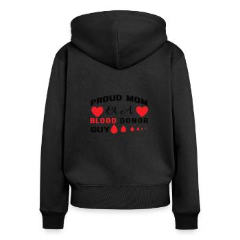 Don de sang Don de sang Donneur de sang Maman fils - Sweat à capuche zippé Premium bio Femme - noir - Dos - Julia (174cm)