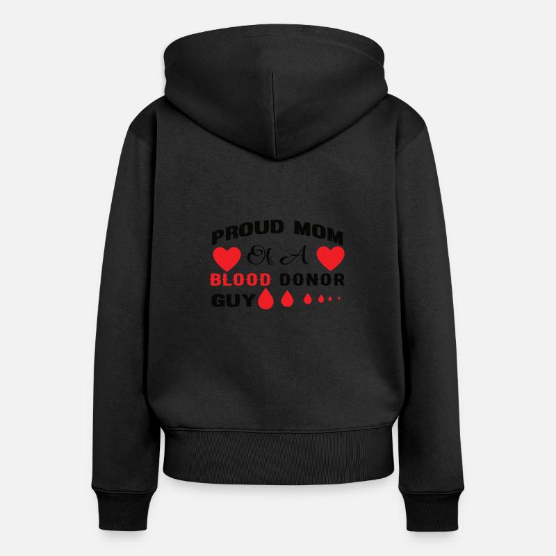 Don de sang Don de sang Donneur de sang Maman fils - Sweat à capuche zippé Premium bio Femme - noir