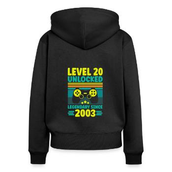 Level 20 Unlocked 2003 Zocken 20. Geburtstag Gamer - Frauen Premium Bio Zip Hoodie - Schwarz - Hinten - Julia (174cm)
