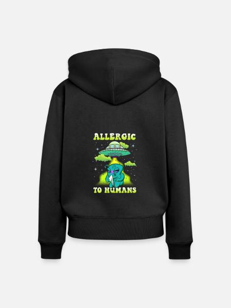 Aliens Allergic to Humans - Frauen Premium Bio Zip Hoodie - Schwarz