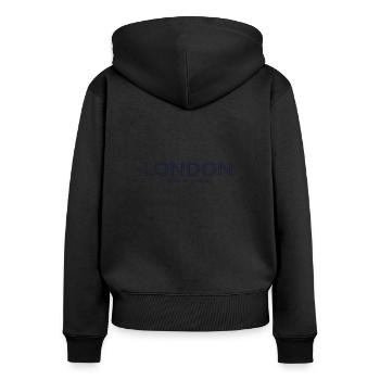 England Stadt Koordinaten - London - Frauen Premium Bio Zip Hoodie - Schwarz - Hinten - Julia (174cm)