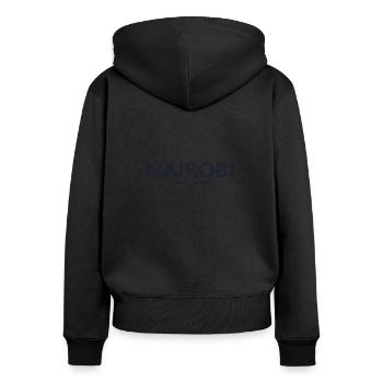 Kenya Stadt Koordinaten - Nairobi - Frauen Premium Bio Zip Hoodie - Schwarz - Hinten - Julia (174cm)