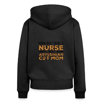Mère nourrice - Chat abyssin - Sweat à capuche zippé Premium bio Femme - noir - Dos - Julia (174cm)