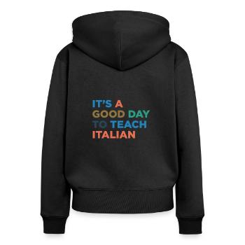 Italienischer Lehrer Unterrichten - Frauen Premium Bio Zip Hoodie - Schwarz - Hinten - Julia (174cm)