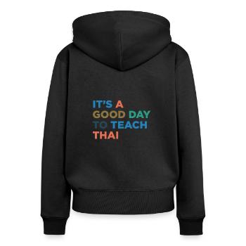Teaching Thai teachers - Women's Premium Organic Zip Hoodie - black - Back - Julia (174cm)
