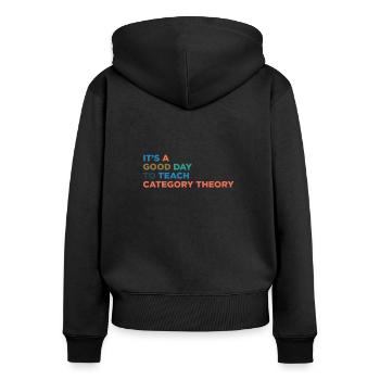 Catégorie Théorie Enseignants Enseignement - Sweat à capuche zippé Premium bio Femme - noir - Dos - Julia (174cm)