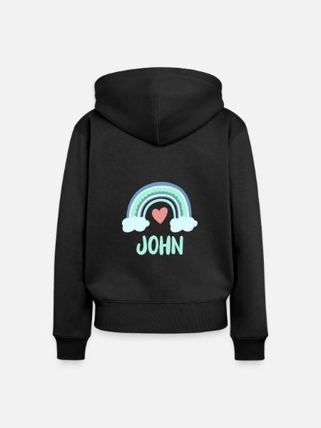 John Name Regenbogen Baby - Frauen Premium Bio Zip Hoodie - Schwarz