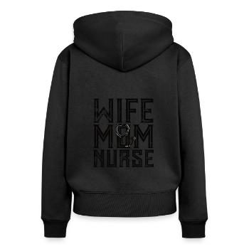 femme mère infirmière maman médecine - Sweat à capuche zippé Premium bio Femme - noir - Dos - Julia (174cm)