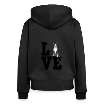 Boston Terrier - Women's Premium Organic Zip Hoodie - black - Back - Julia (174cm)