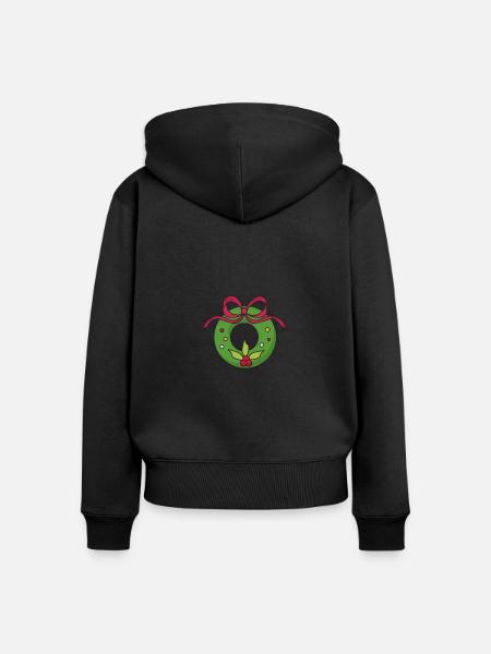 Weihnachtskranz - Frauen Premium Bio Zip Hoodie - Schwarz