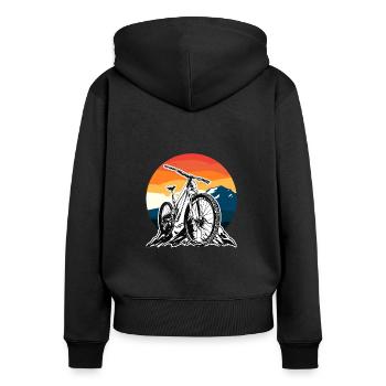 DH Bike MTB Downhill Mountainbike - Frauen Premium Bio Zip Hoodie - Schwarz - Hinten - Julia (174cm)