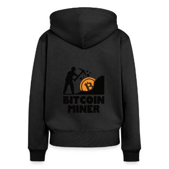 Bitcoin BTC Satoshi Miner Mining Maximalist - Frauen Premium Bio Zip Hoodie - Schwarz - Hinten - Julia (174cm)