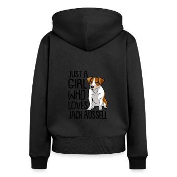 Jack Russell Terrier - Sweat à capuche zippé Premium bio Femme - noir - Dos - Julia (174cm)