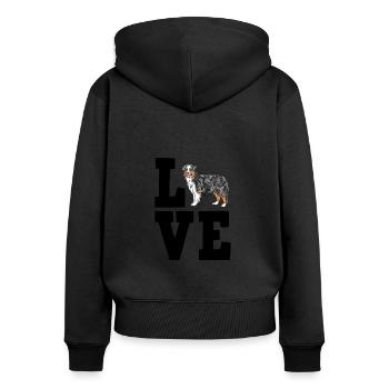 Australian Shepherd - Women's Premium Organic Zip Hoodie - black - Back - Julia (174cm)