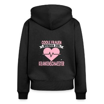 Krankenschwester - Frauen Premium Bio Zip Hoodie - Schwarz - Hinten - Julia (174cm)