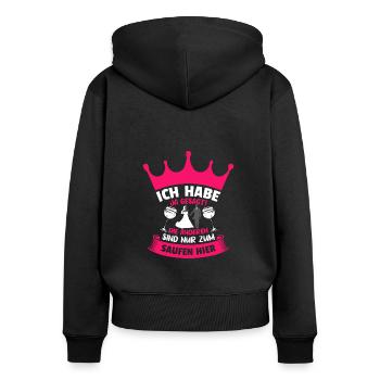 Junggesellinnenabschied Ich habe Ja gesagt! - Frauen Premium Bio Zip Hoodie - Schwarz - Hinten - Julia (174cm)