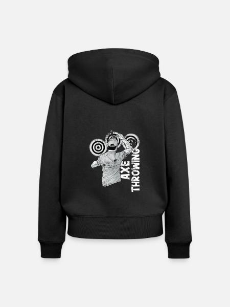 Axt Werfen - Frauen Premium Bio Zip Hoodie - Schwarz